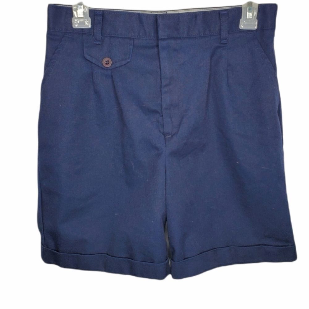 VINTAGE 90s shirts navy blue high waisted mid length chino S